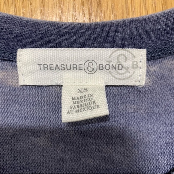 Treasure & Bond Long Sleeve Blue Gray Heather Ringer Shirt - Size XS - Picture 2 of 5